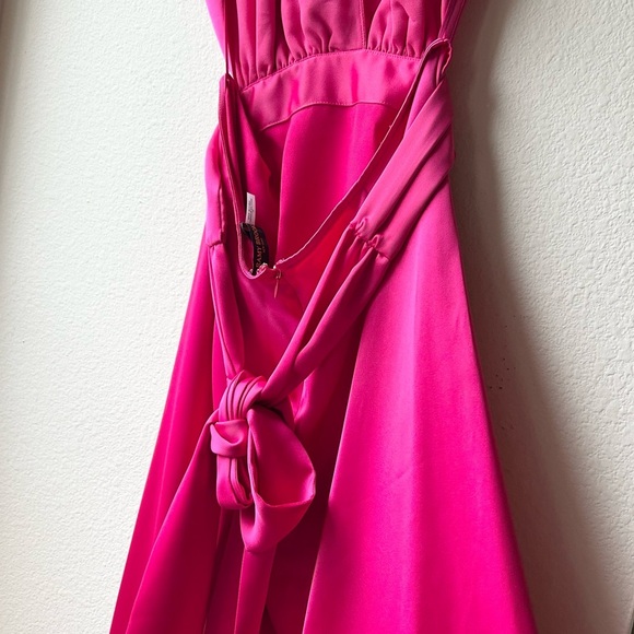 NWT Ramy Brook Milan Open Tie Back Column Gown Hot Pink Sz 12 - Picture 11 of 15